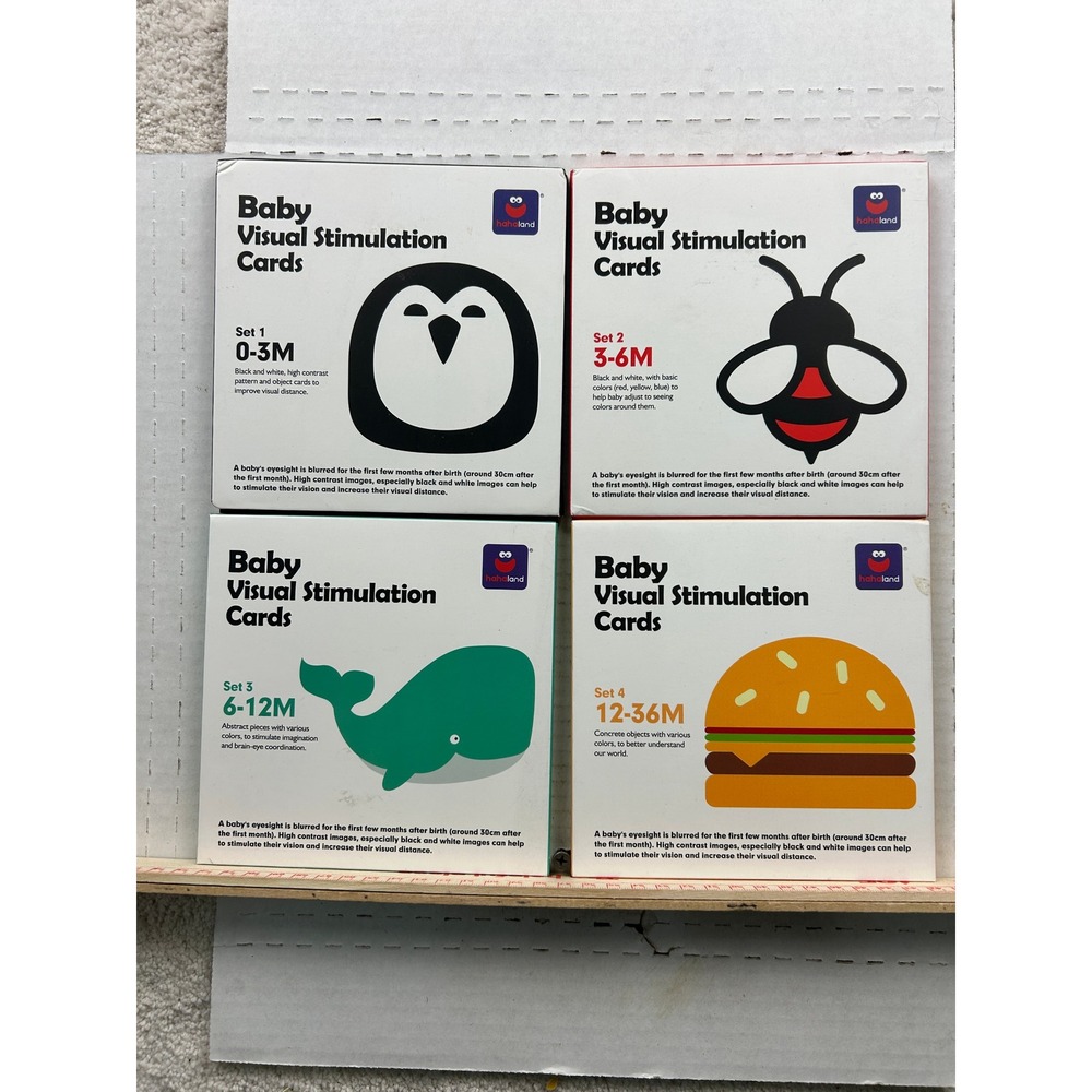 hahaland Baby Visual Stimulation Cards Set 1-4 High Contrast 0-36 Months 4 Boxes